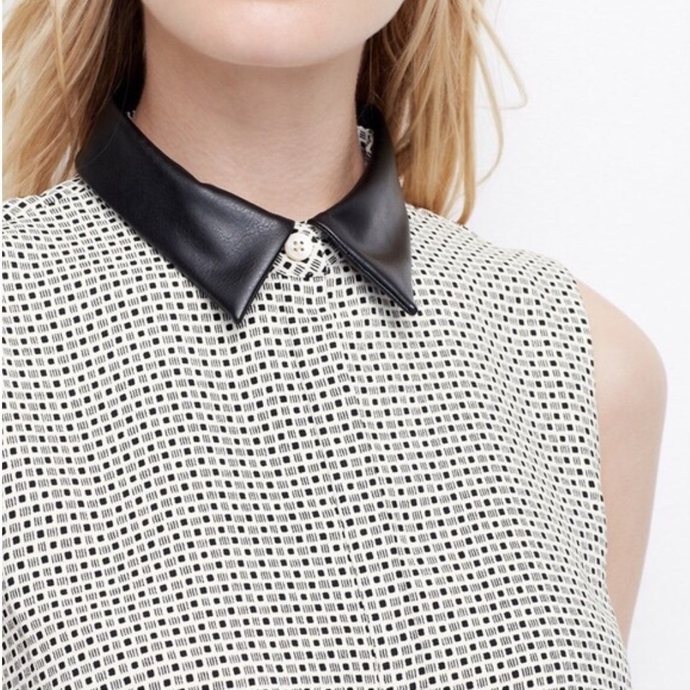 Ann Taylor Faux Leather Collar Shift Dress 8 - Picture 2 of 8